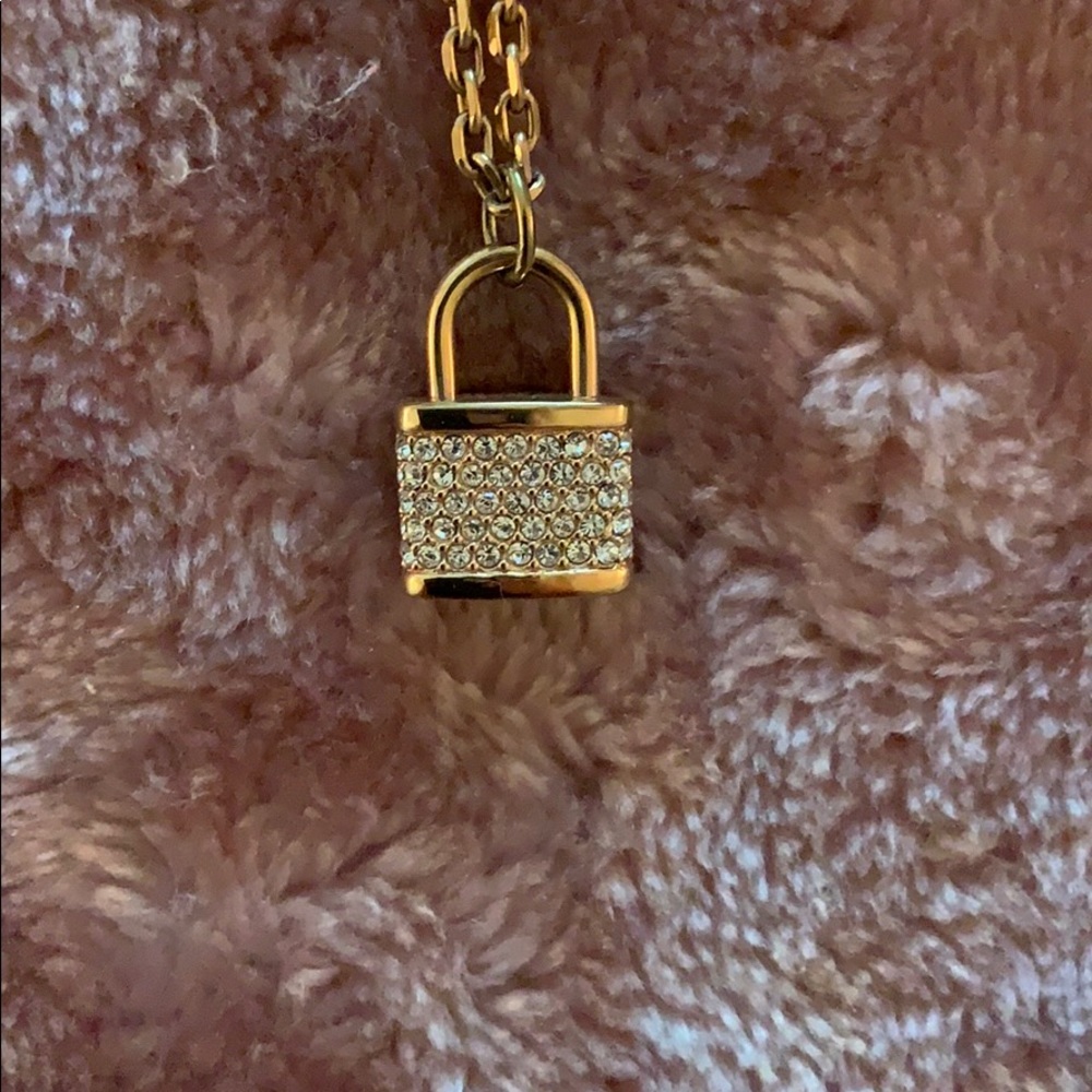 Michael Kors rose gold lock necklace